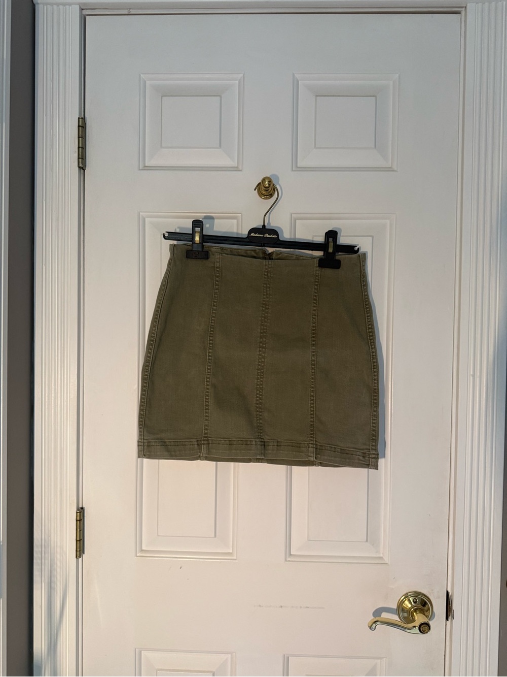 Free People Olive Green Seamed Mini Skirt